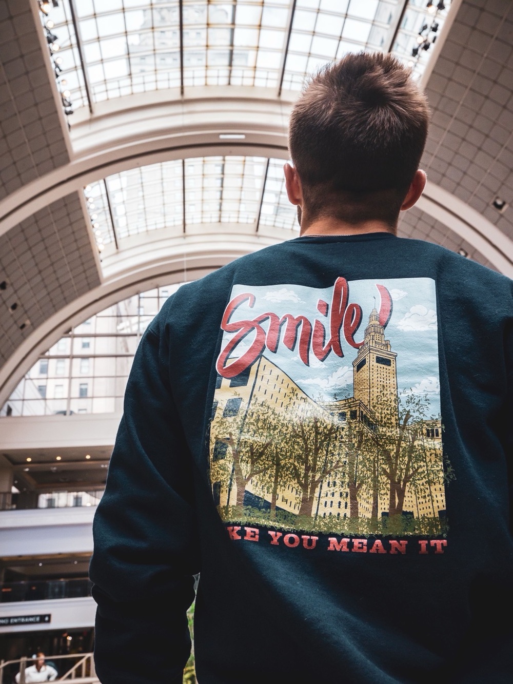 Smile Like You Mean It Crew Neck Sweatshirt (navy)